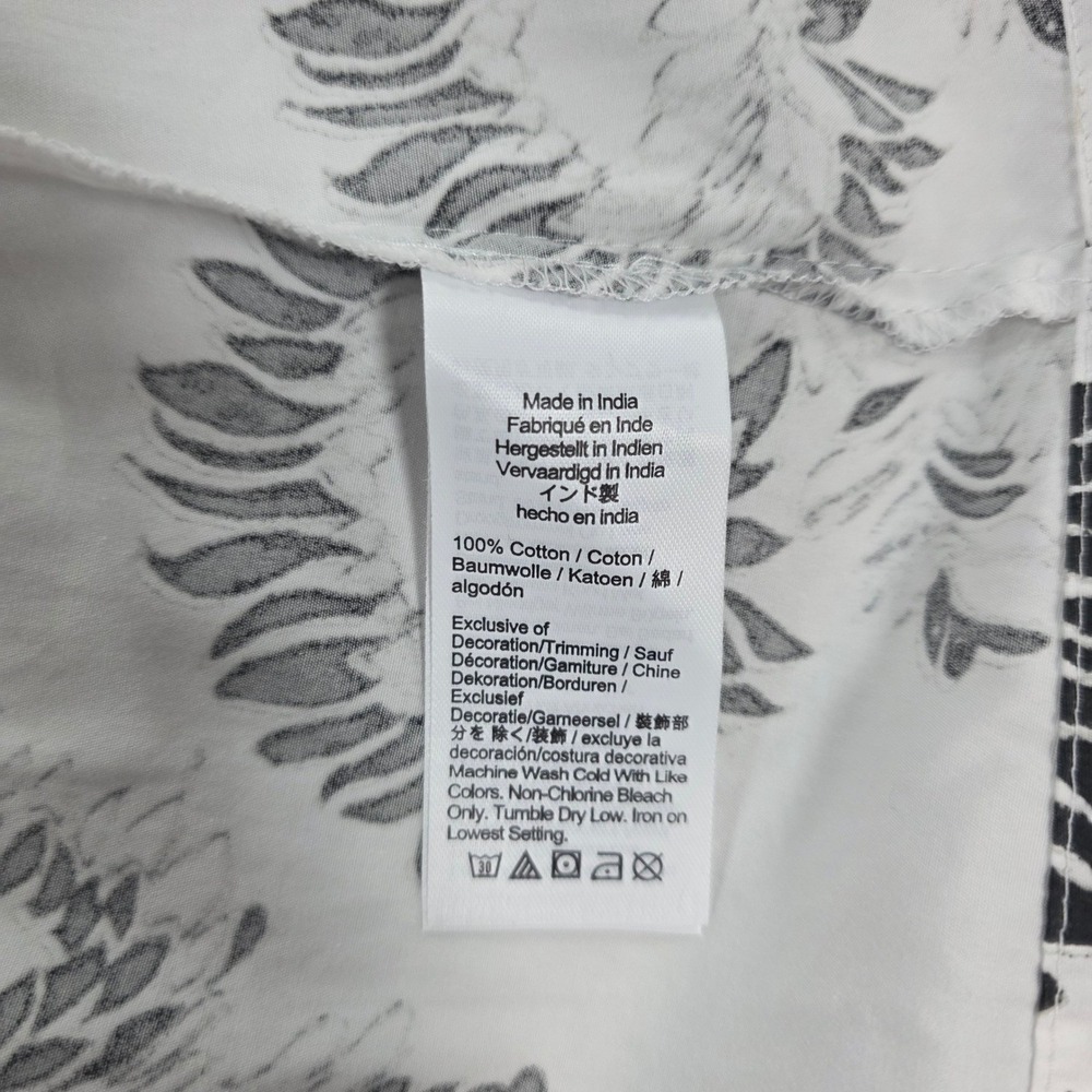 Madewell Women Large White Black Graphic Sunflower Floral Smocked Maxi Dress - Picture 8 of 11